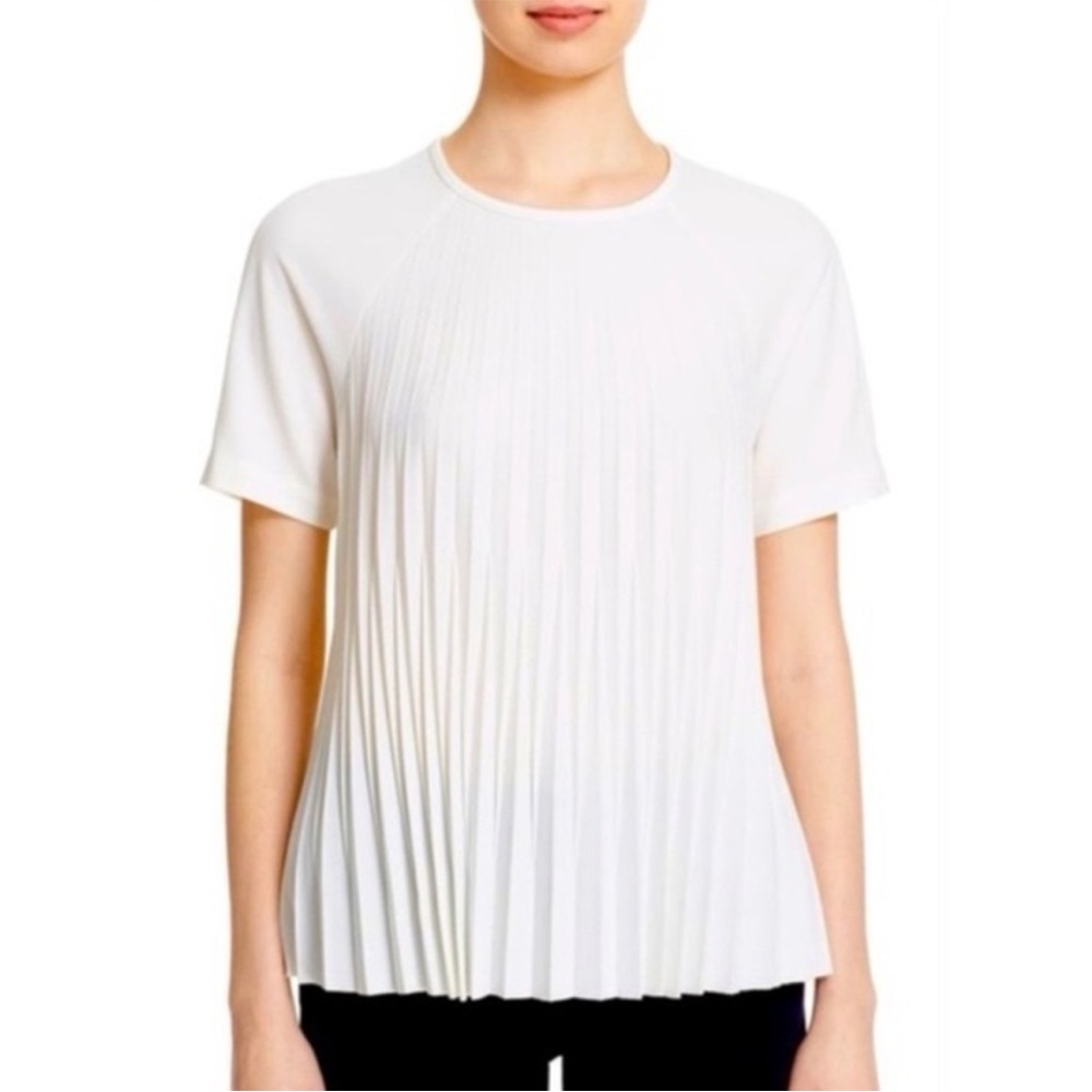 kate spade Off White Pleated Short Sleeve Blouse
